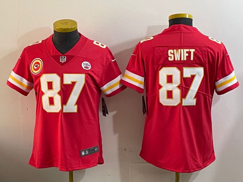 Women Kansas City Chiefs #87 Swift Red 2024 Nike Vapor Limited NFL Jersey style 1